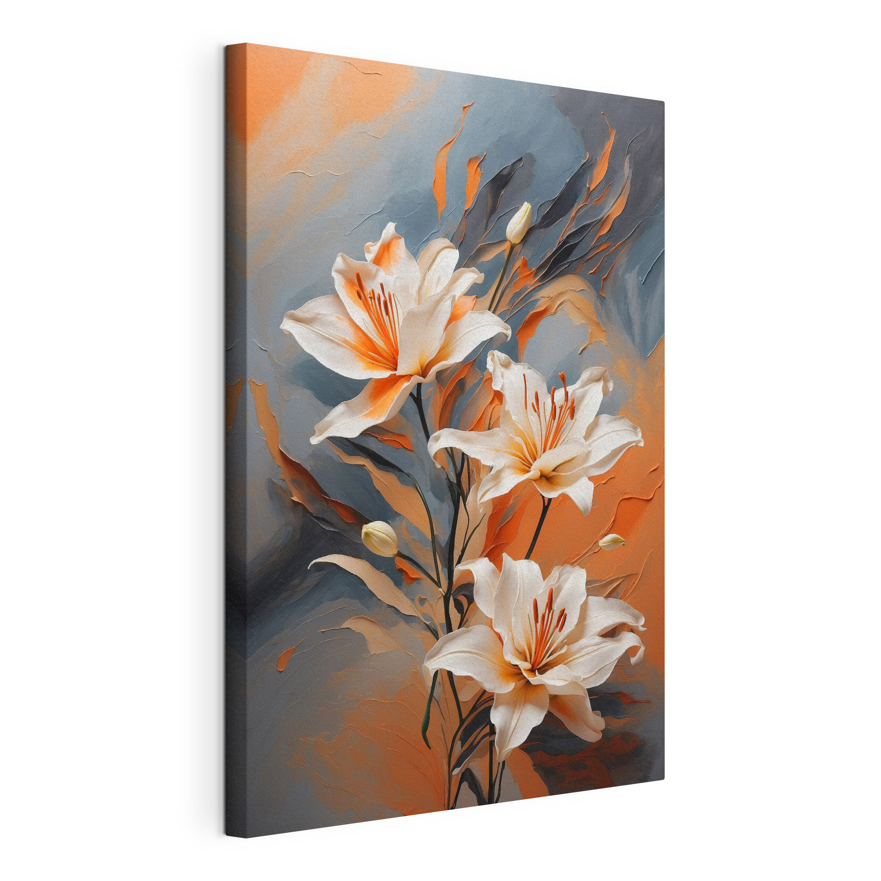 A painting of white flowers A painting of white flowers