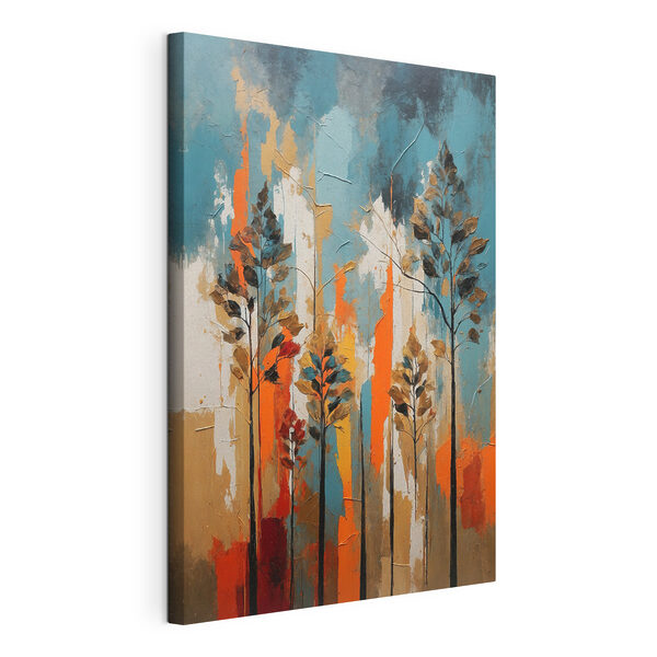 Quadri Quadri Un dipinto raffigurante alberi con strisce arancioni e blu (COD: s38115)