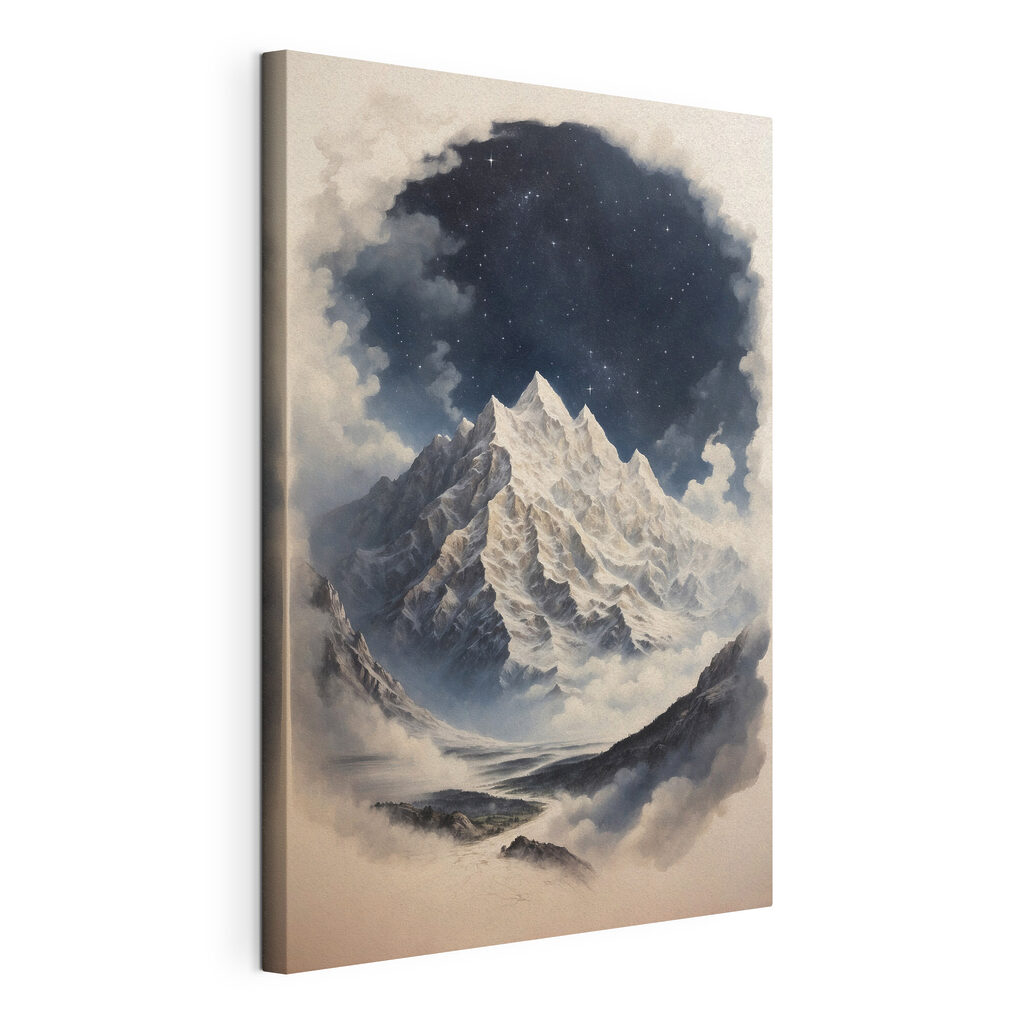 A mountain with clouds and stars A mountain with clouds and stars