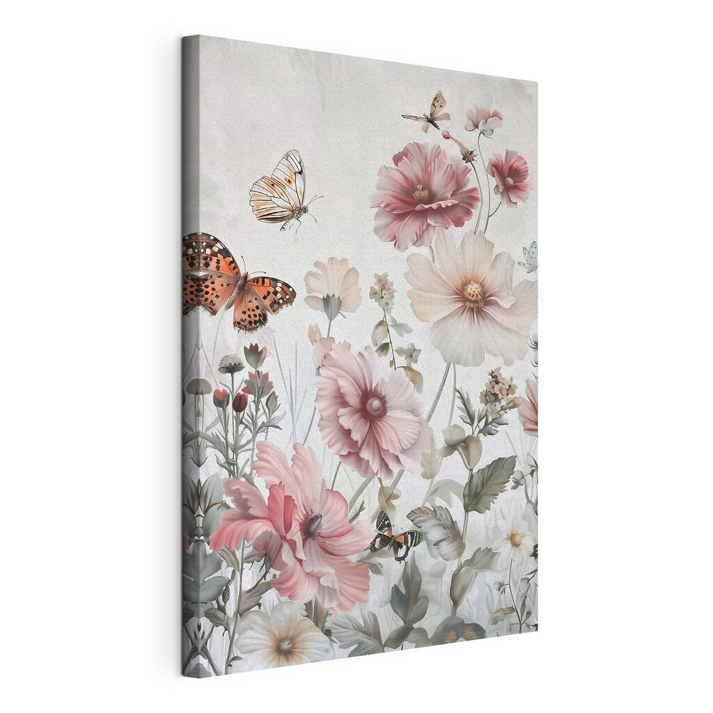 Colorful blooms with butterflies dancing Colorful blooms with butterflies dancing