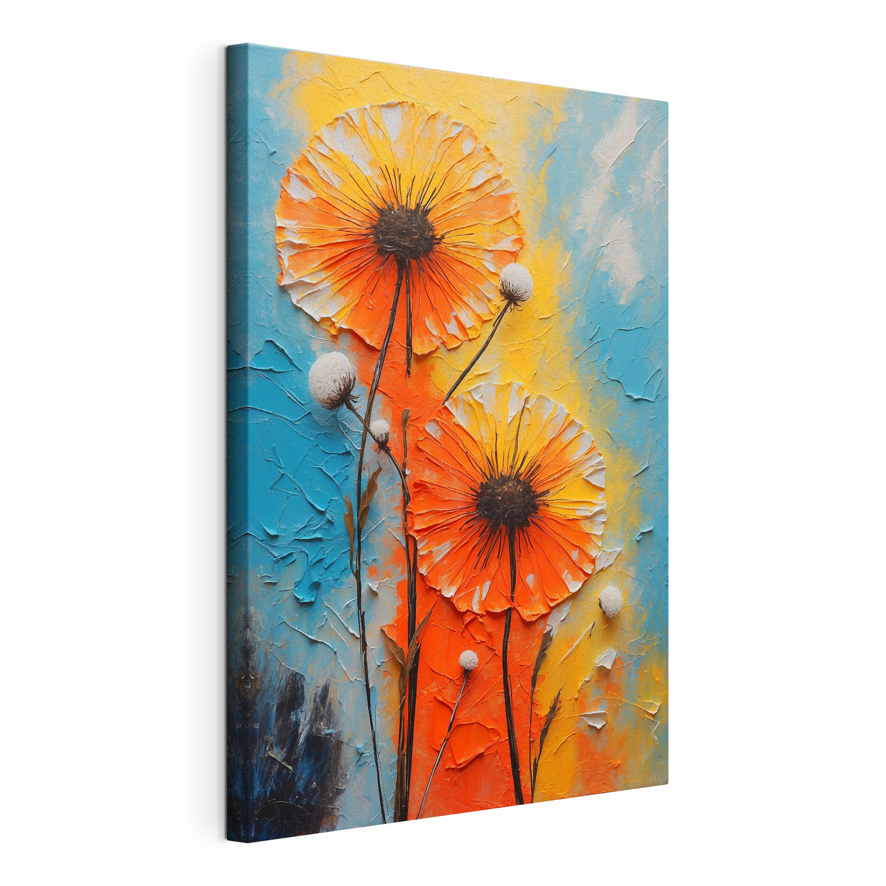 Vibrant blooms against a colorful backdrop
