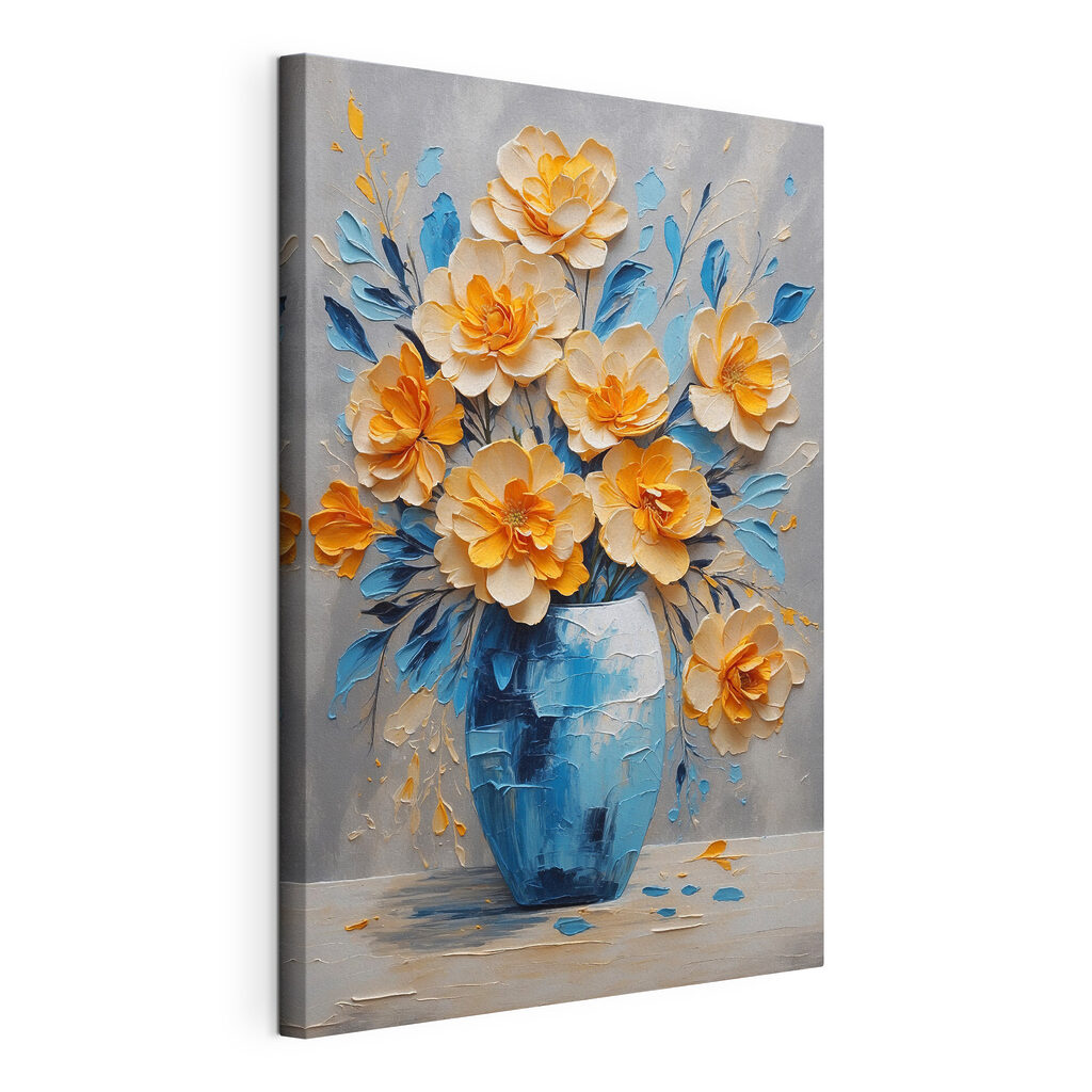A painting of flowers in a vase A painting of flowers in a vase