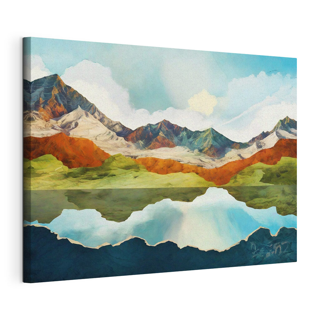 A water reflection of mountains and sky A water reflection of mountains and sky