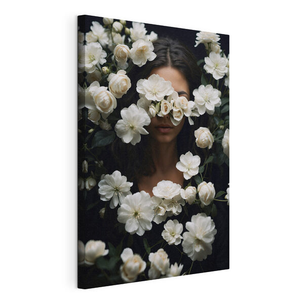 Quadri Una donna che nasconde il viso dietro dei fiori bianchi (COD: s38194) Quadri Quadri Una donna che nasconde il viso dietro dei fiori bianchi (COD: s38194)