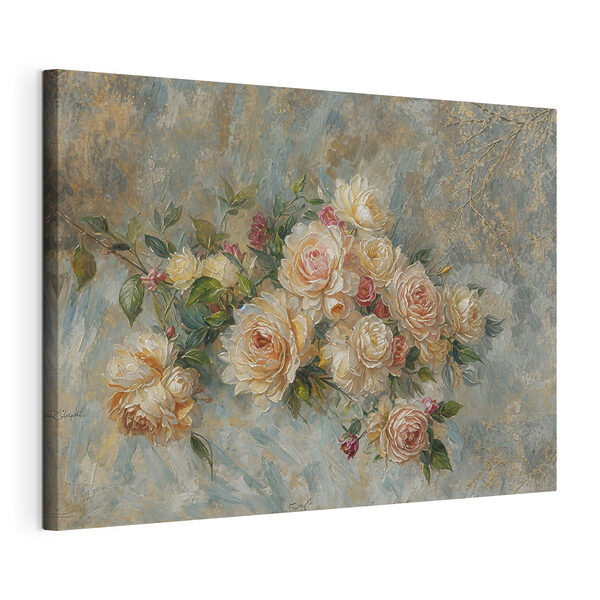 Quadri Quadri Un dipinto raffigurante dei fiori su sfondo blu (COD: s38199)