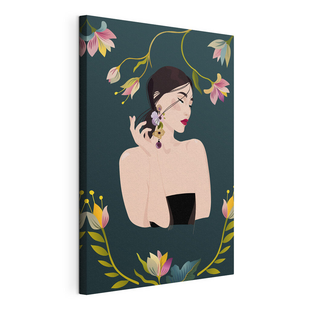 A woman with flowers around her neck A woman with flowers around her neck