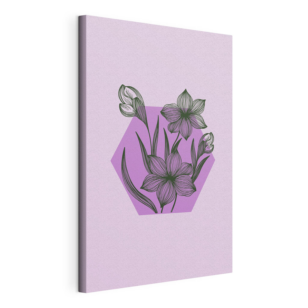 A drawing of flowers on a purple background A drawing of flowers on a purple background