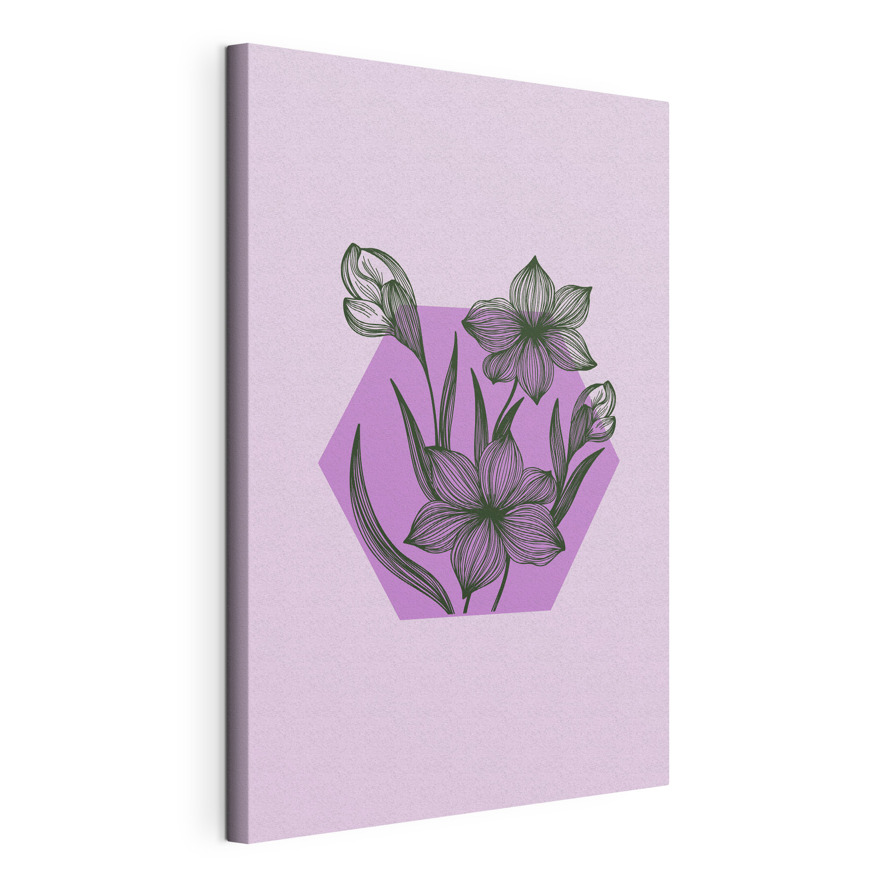 A drawing of flowers on a purple background A drawing of flowers on a purple background