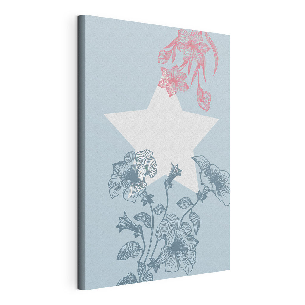 A white star with pink flowers A white star with pink flowers