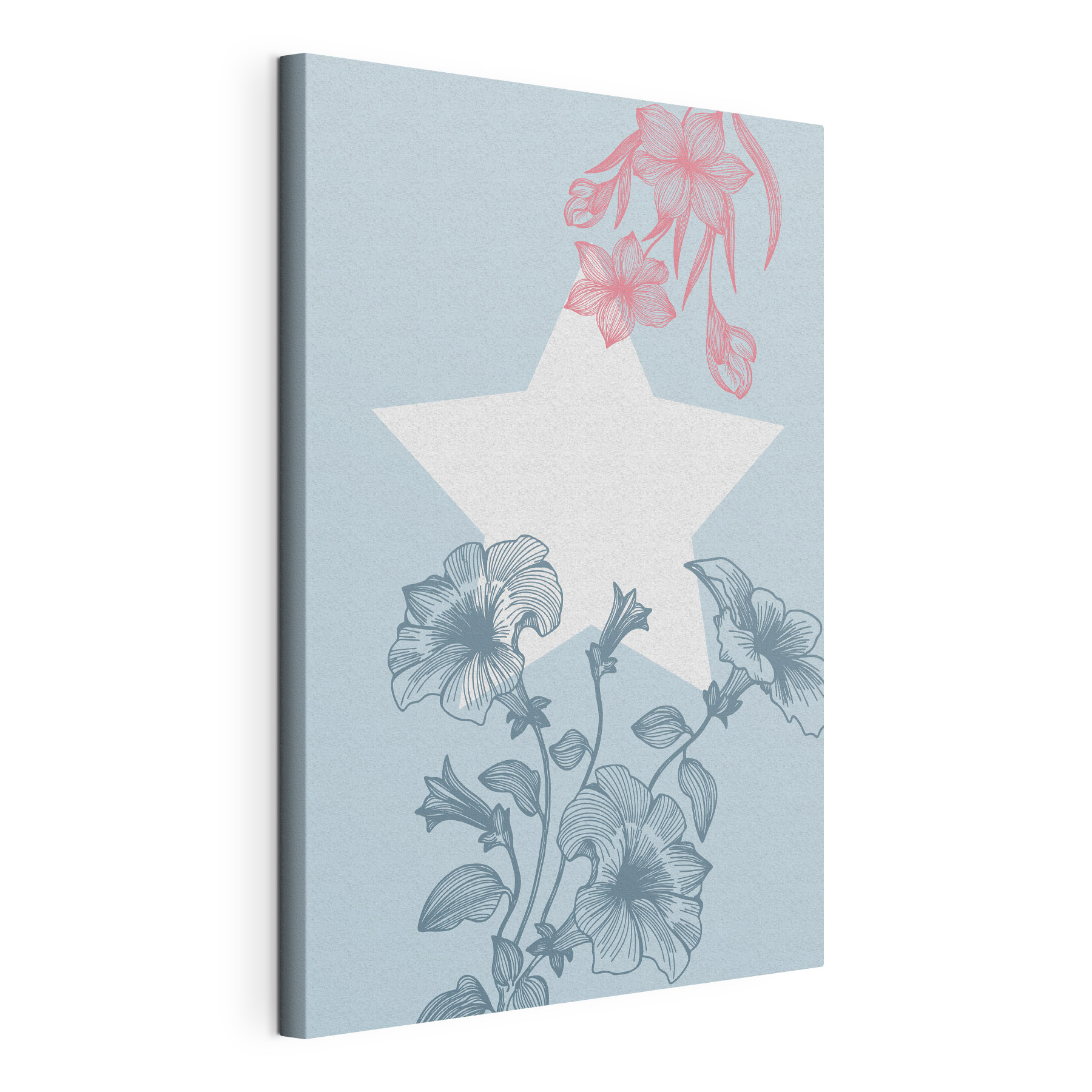 A white star with pink flowers A white star with pink flowers