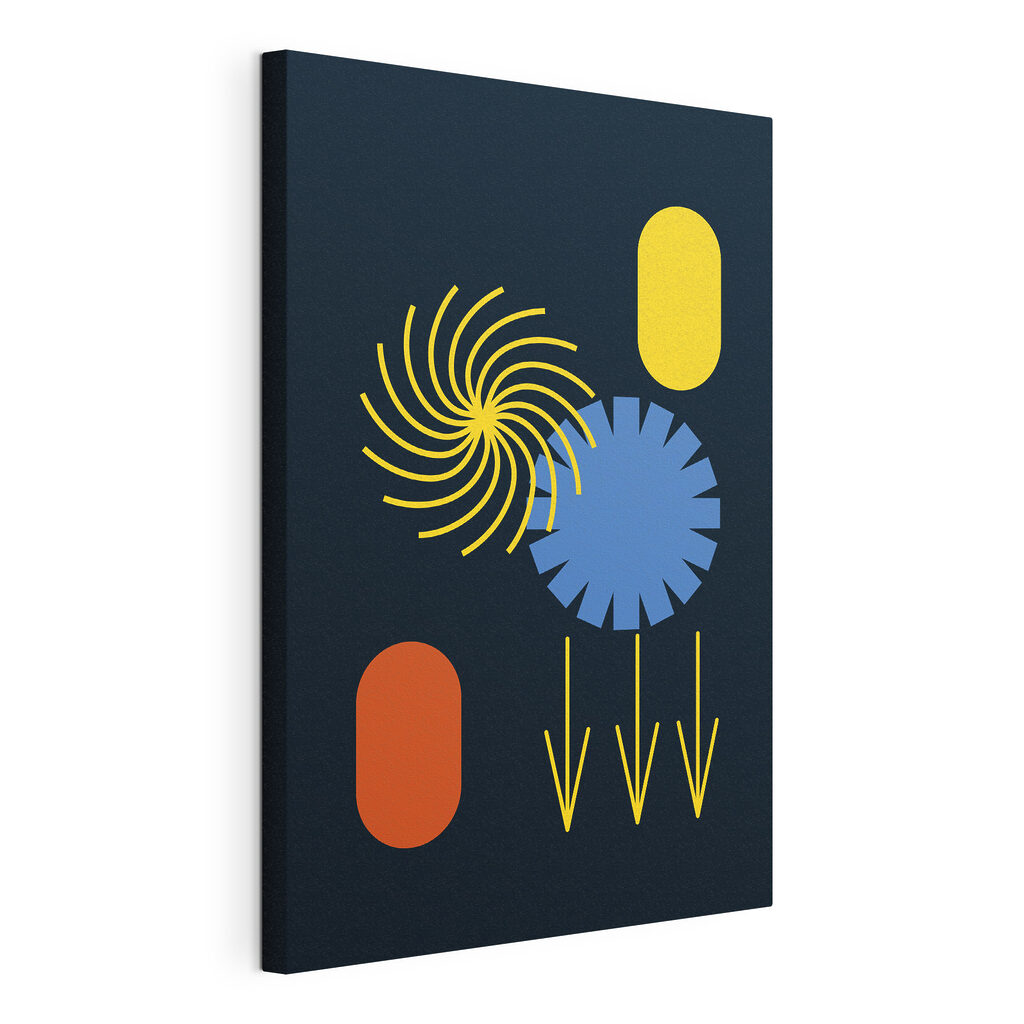 A blue and yellow circular shapes