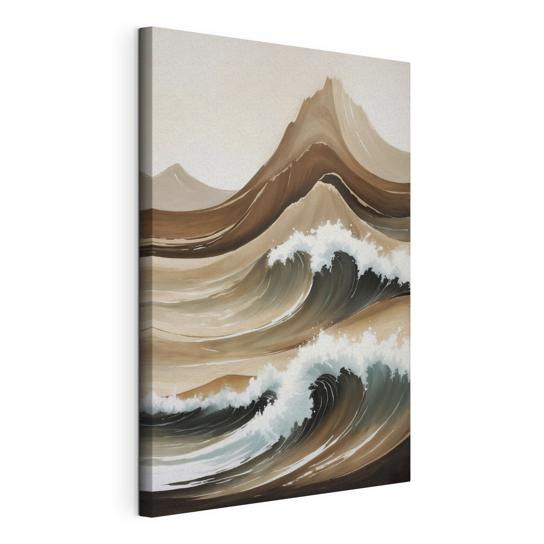 A painting of waves on a beach A painting of waves on a beach