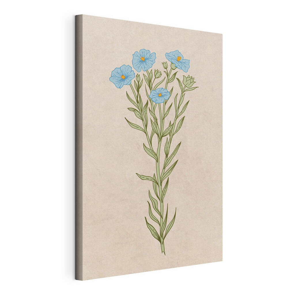 A drawing of a plant with blue flowers