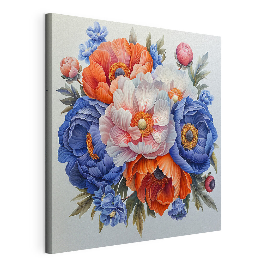 A painting of flowers on a white background A painting of flowers on a white background