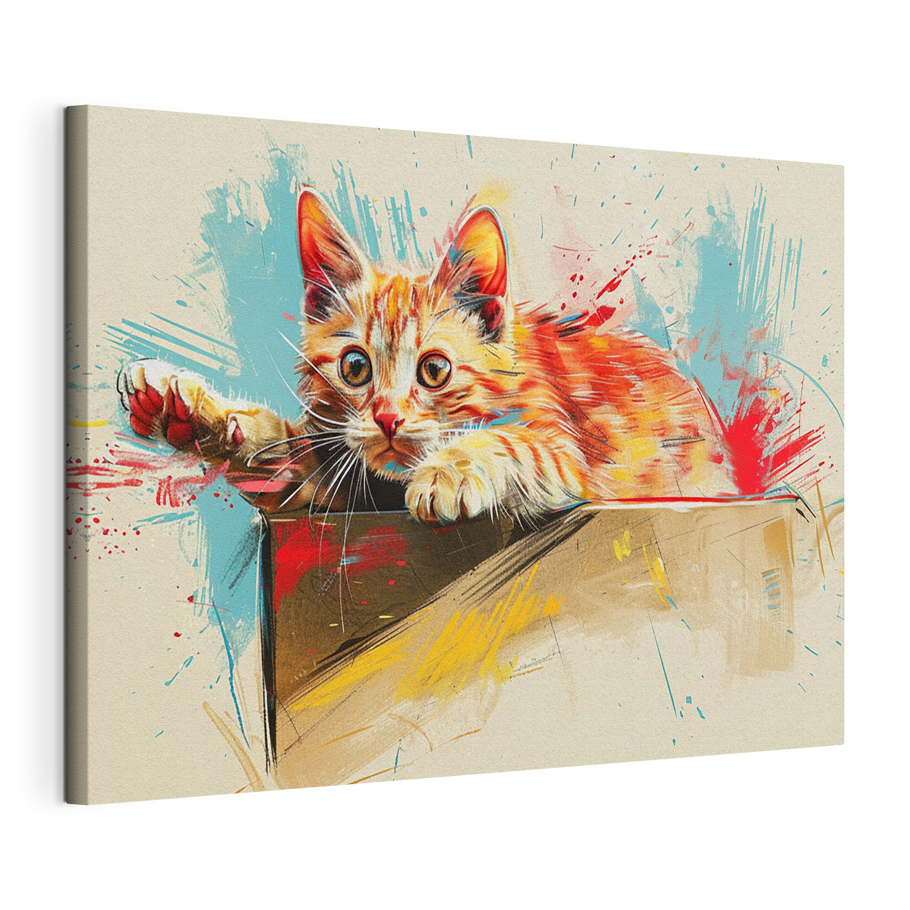 A cat lying on a box