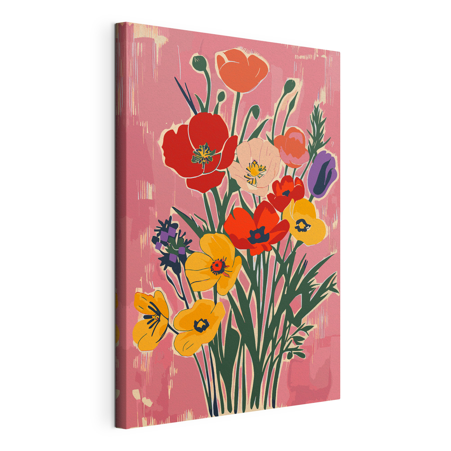 Vibrant flowers against a pink backdrop Vibrant flowers against a pink backdrop