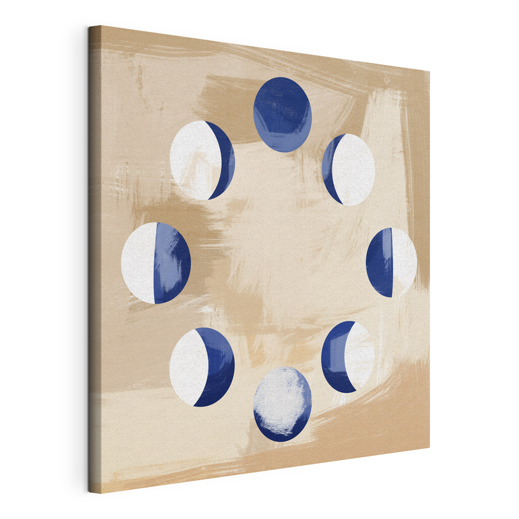 A blue and white circle with white circles A blue and white circle with white circles