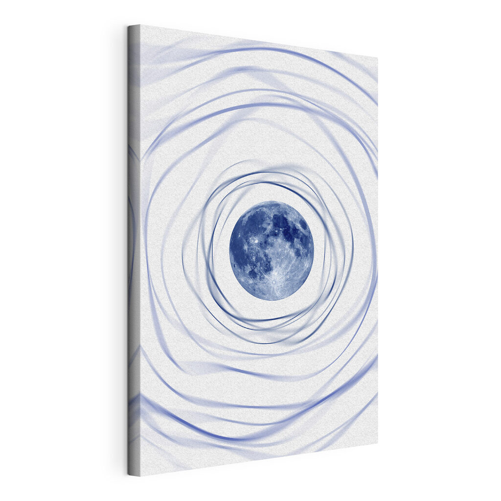 A blue planet with a swirly circle around it