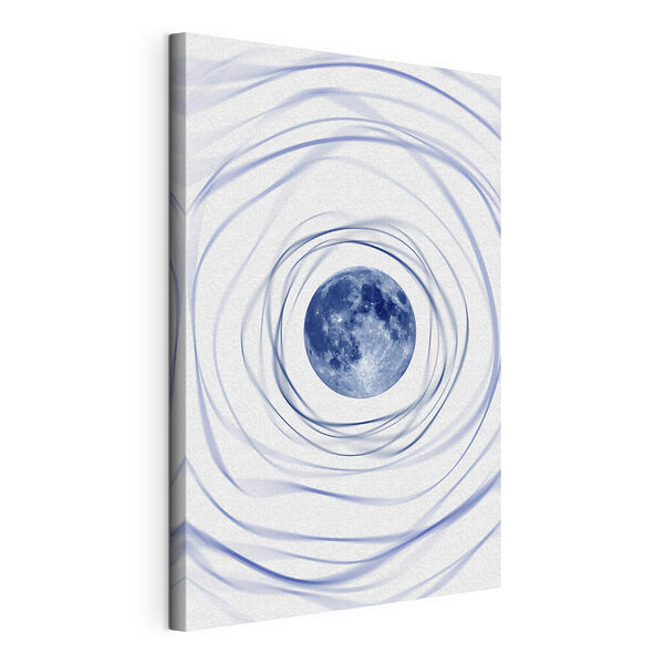 Un pianeta blu circondato da un cerchio a spirale Quadri Un pianeta blu circondato da un cerchio a spirale