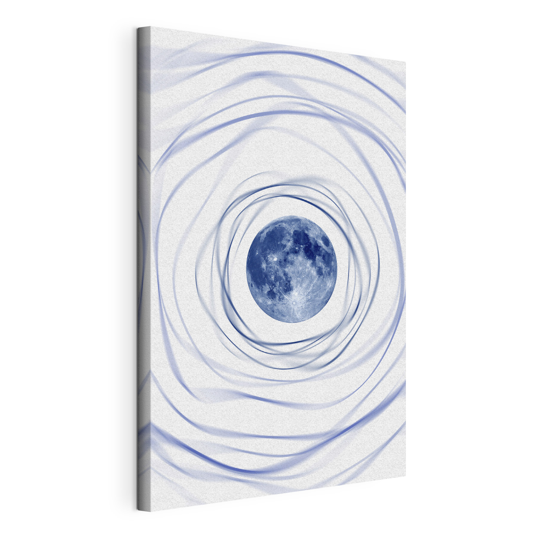 A blue planet with a swirly circle around it
