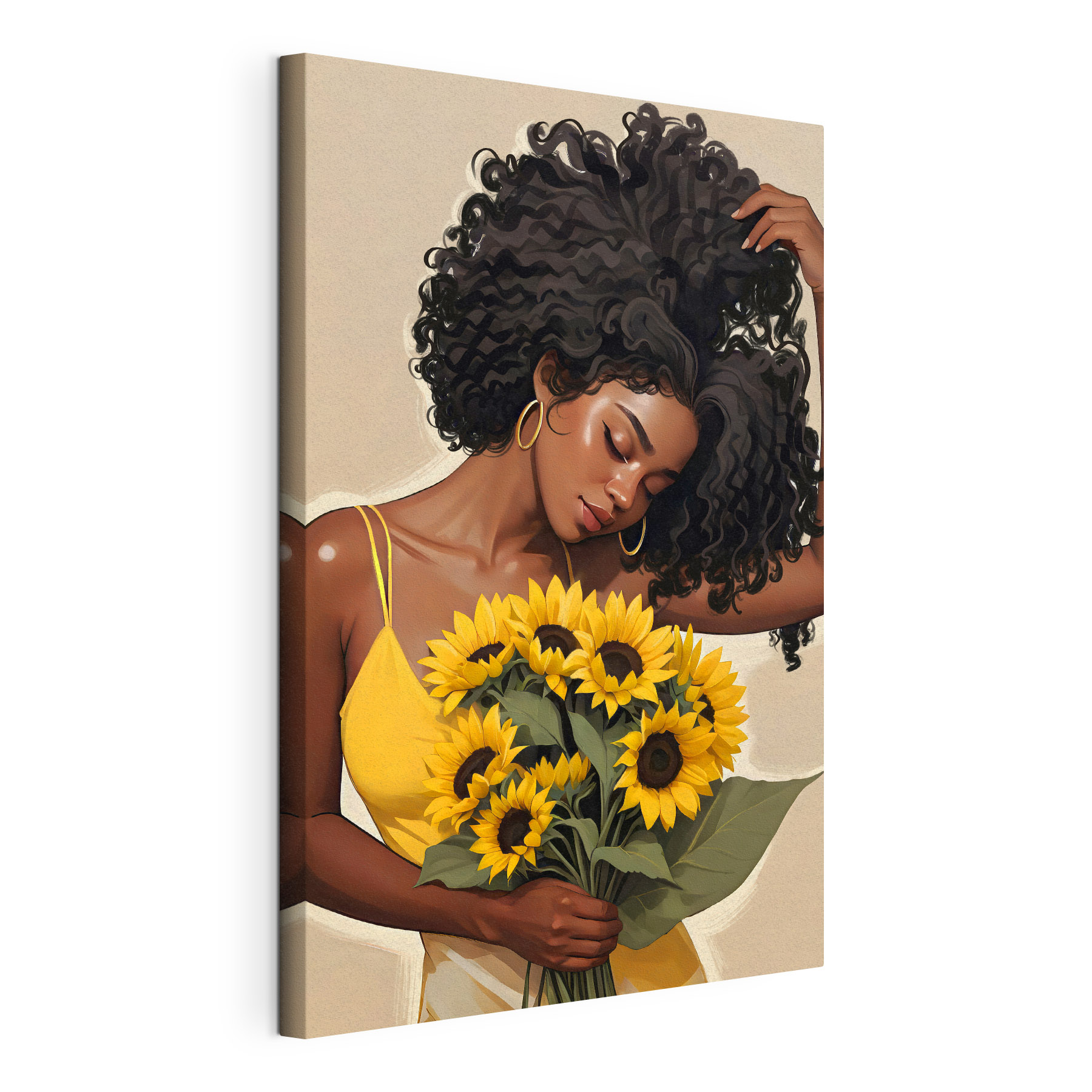 Woman holding a bouquet of sunflowers Woman holding a bouquet of sunflowers