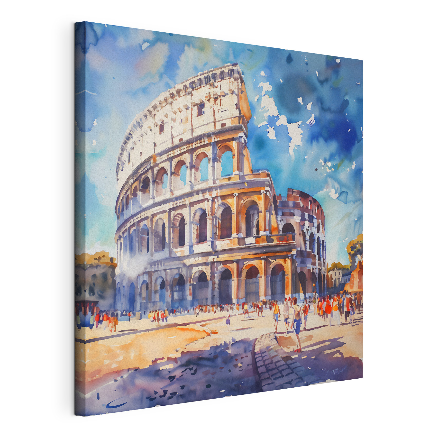 A watercolor of a large building with many arches A watercolor of a large building with many arches