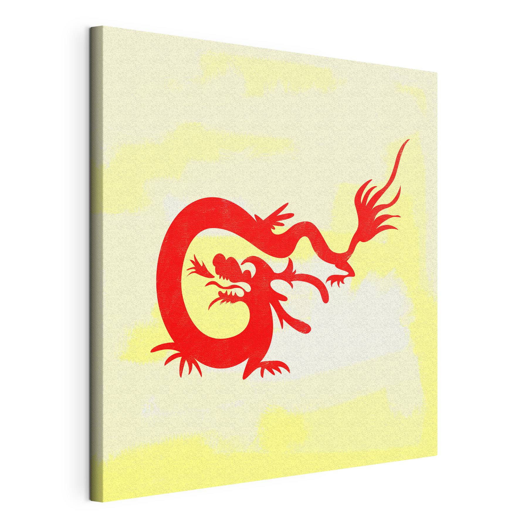 A red dragon on a yellow background A red dragon on a yellow background