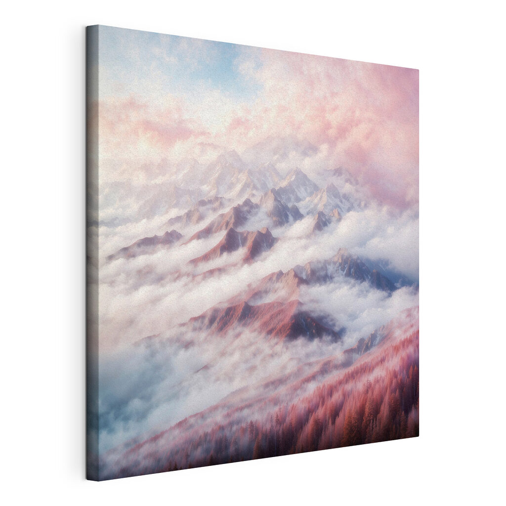 A mountain range with clouds and trees A mountain range with clouds and trees