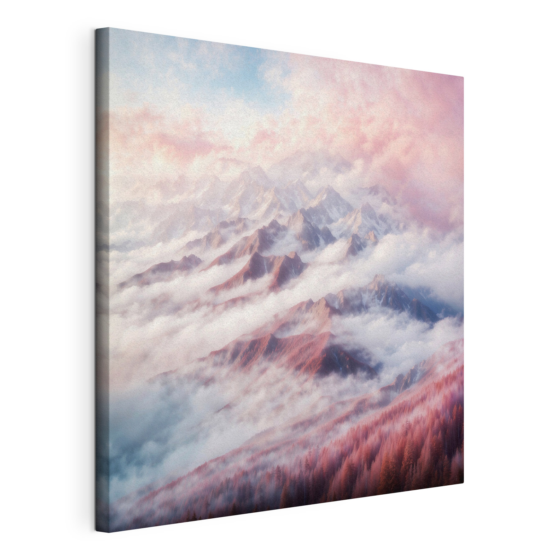 A mountain range with clouds and trees A mountain range with clouds and trees