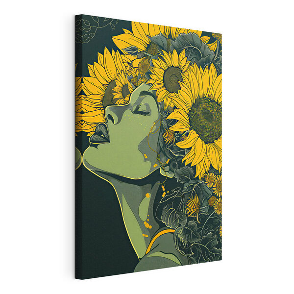 Quadri Una donna con dei girasoli tra i capelli (COD: s38380) Quadri Quadri Una donna con dei girasoli tra i capelli (COD: s38380)