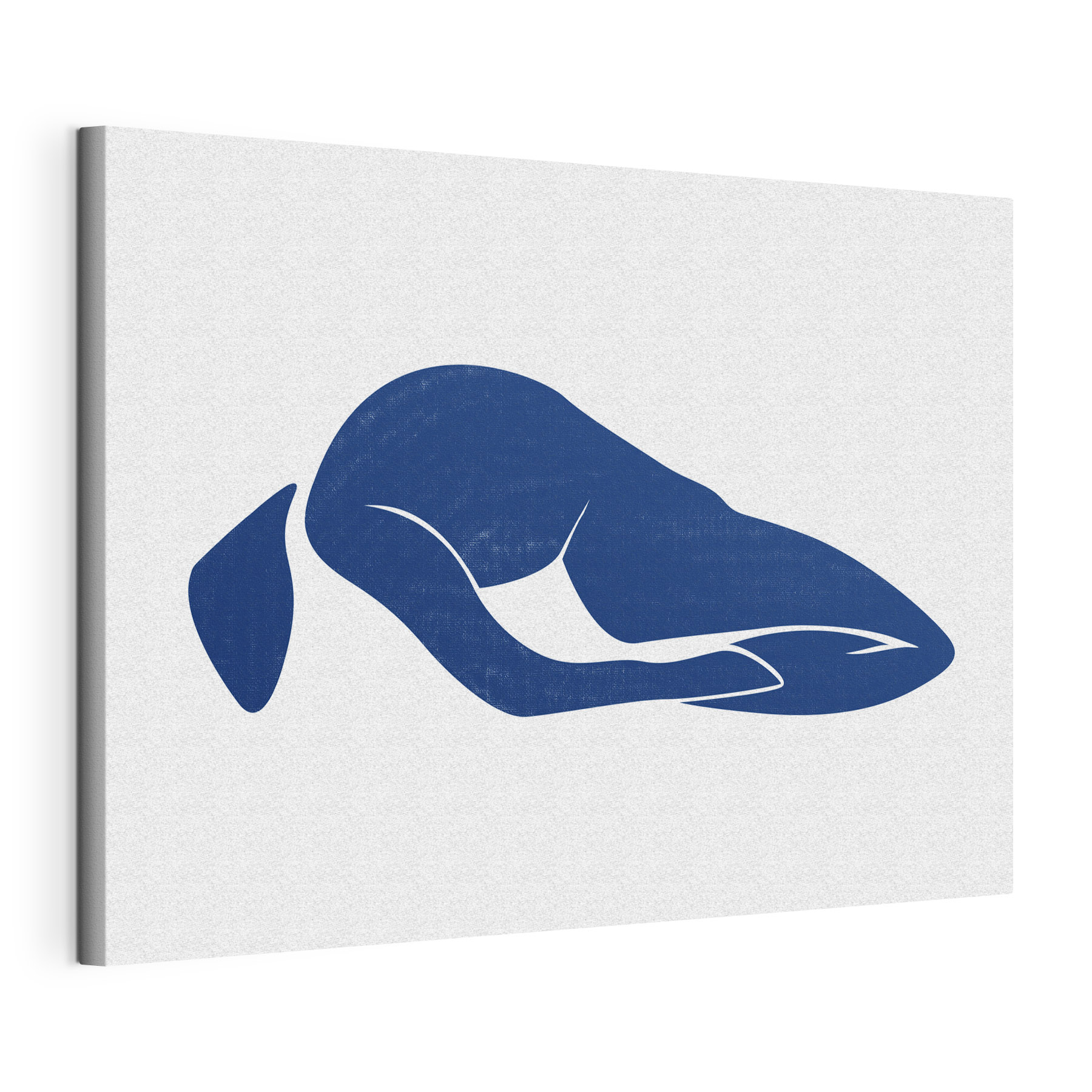 A blue drawing of a woman lying down A blue drawing of a woman lying down