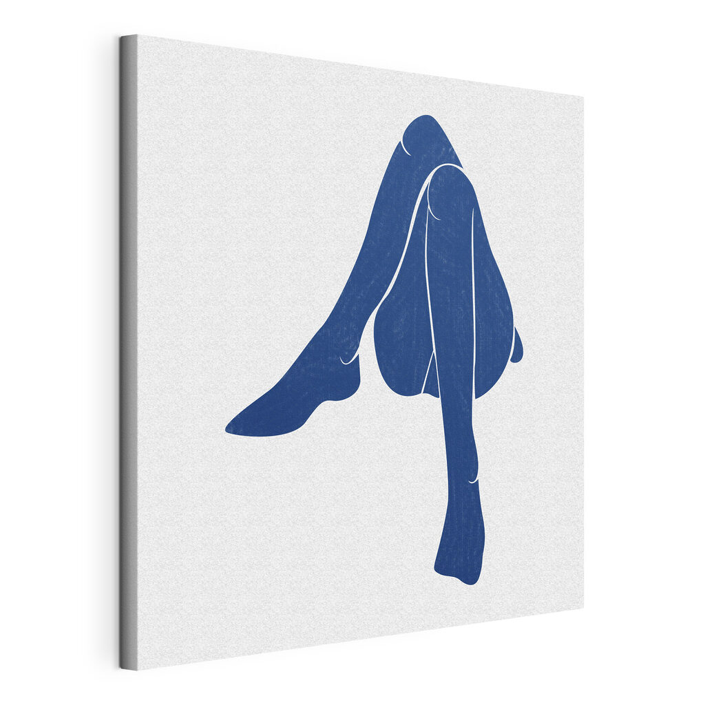 A blue drawing of a woman's legs