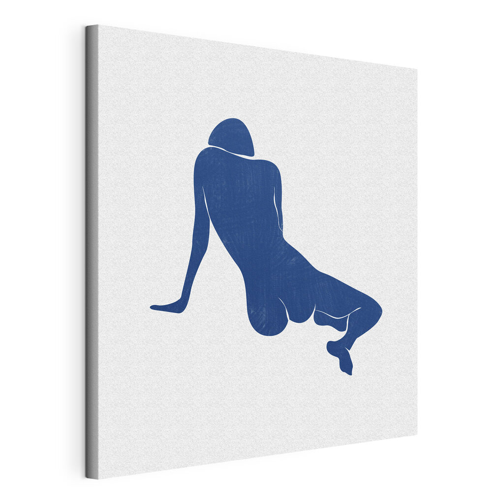 A blue drawing of a person lying down A blue drawing of a person lying down