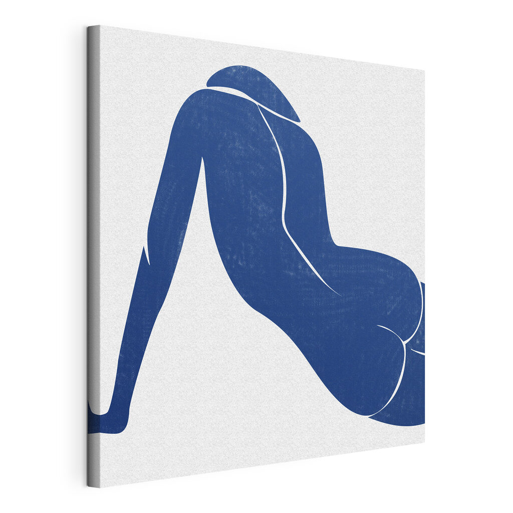 A blue drawing of a woman