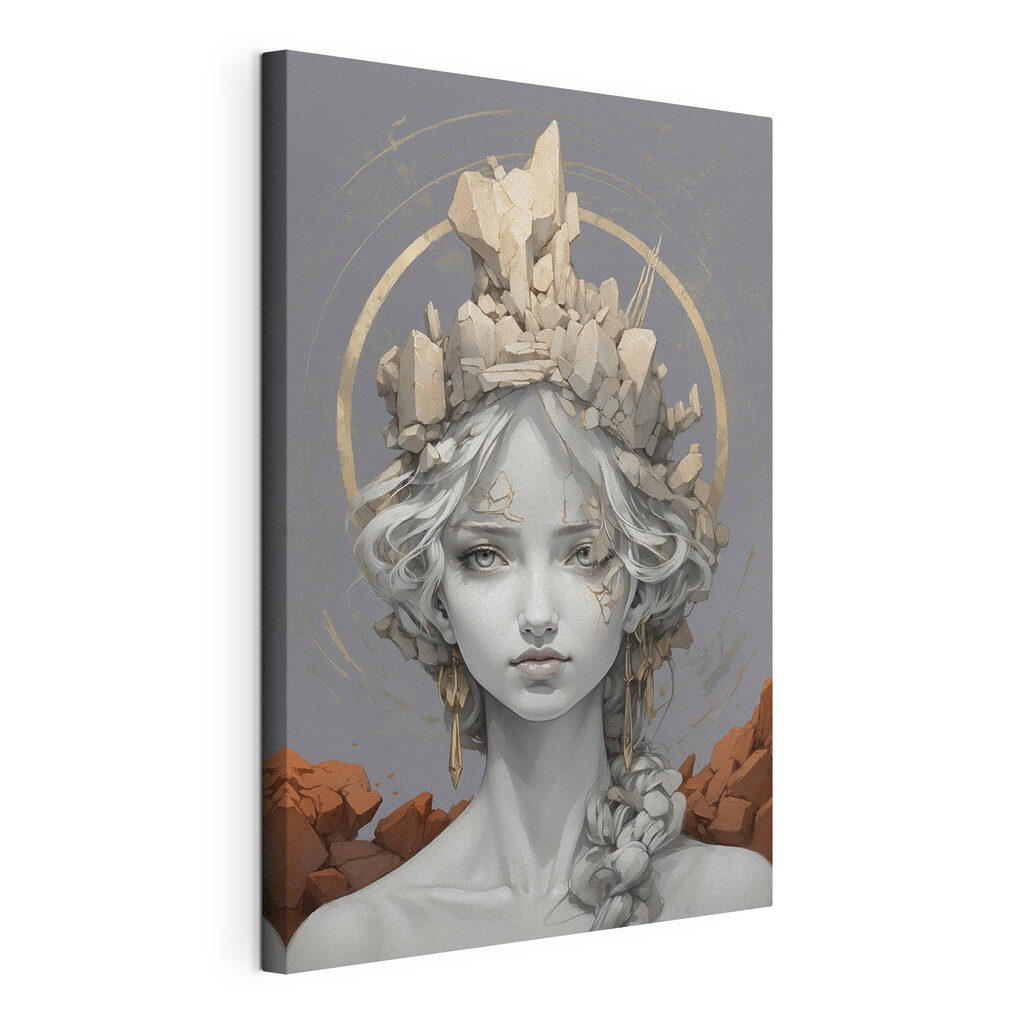 A woman with a crown of rocks
