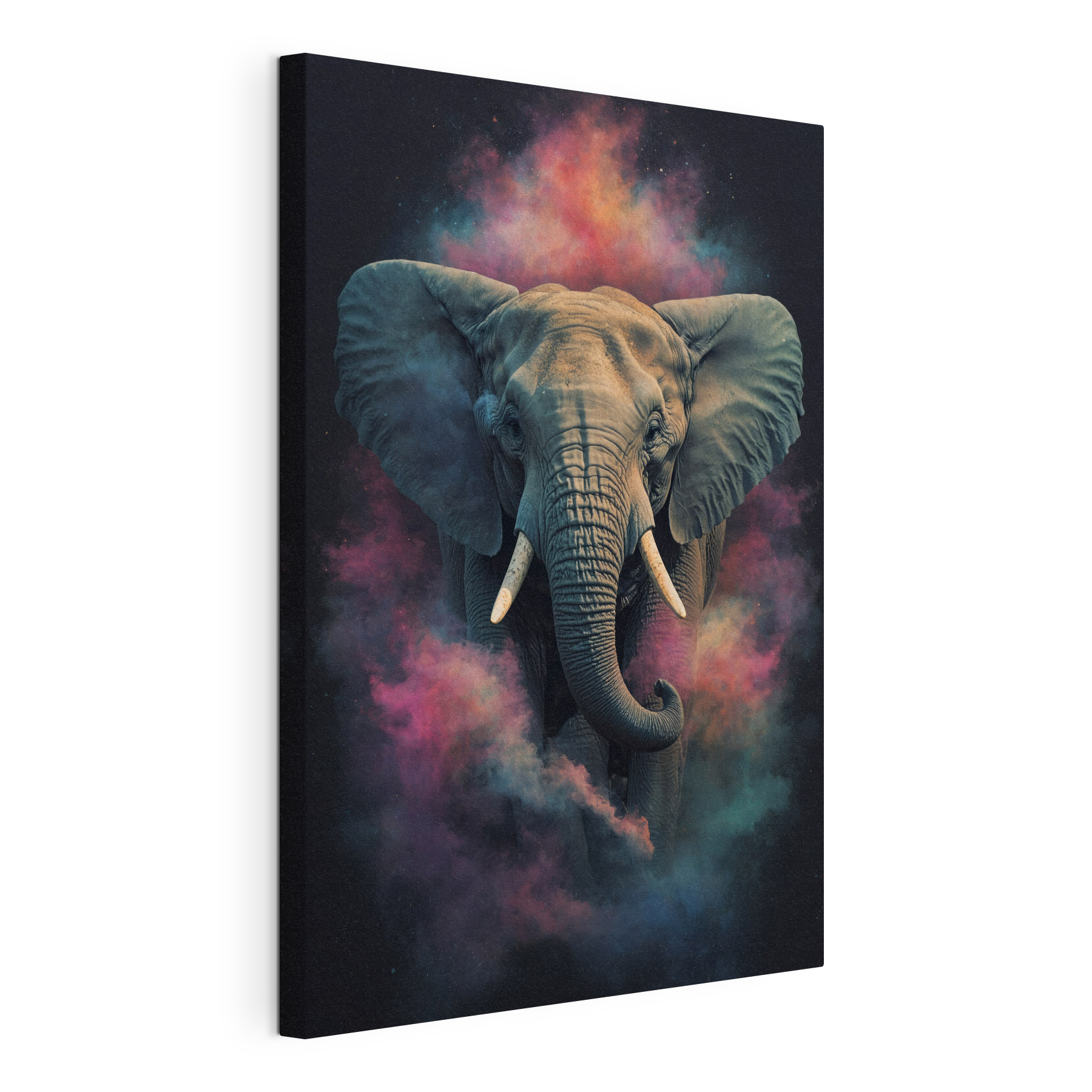 An elephant with smoke and clouds of smoke An elephant with smoke and clouds of smoke