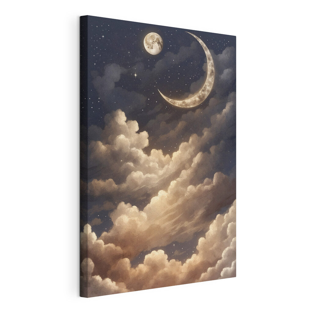 A moon and clouds in the sky
