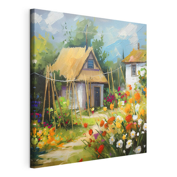 Quadri Un dipinto raffigurante una casa con dei fiori (COD: s38494) Quadri Quadri Un dipinto raffigurante una casa con dei fiori (COD: s38494)