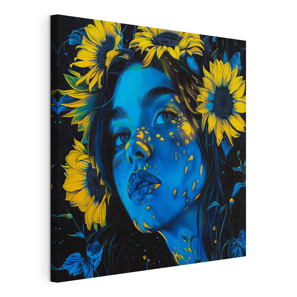 A woman with sunflowers in her hair A woman with sunflowers in her hair
