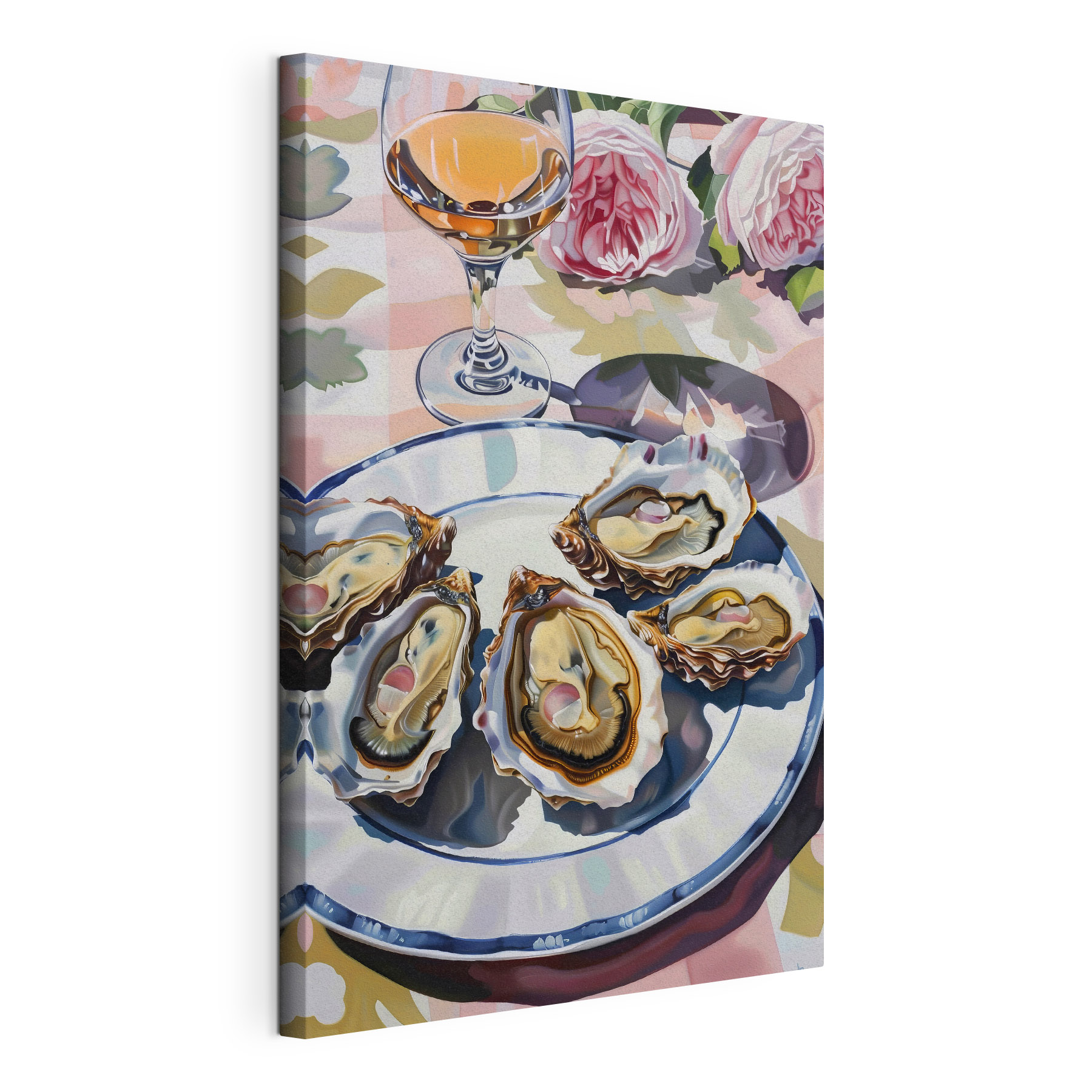 A plate of oysters on a table