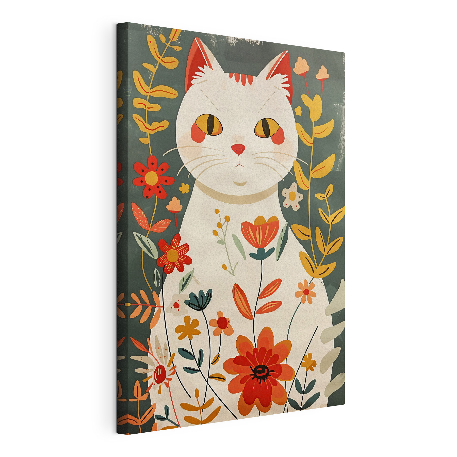 A cat with flowers on it