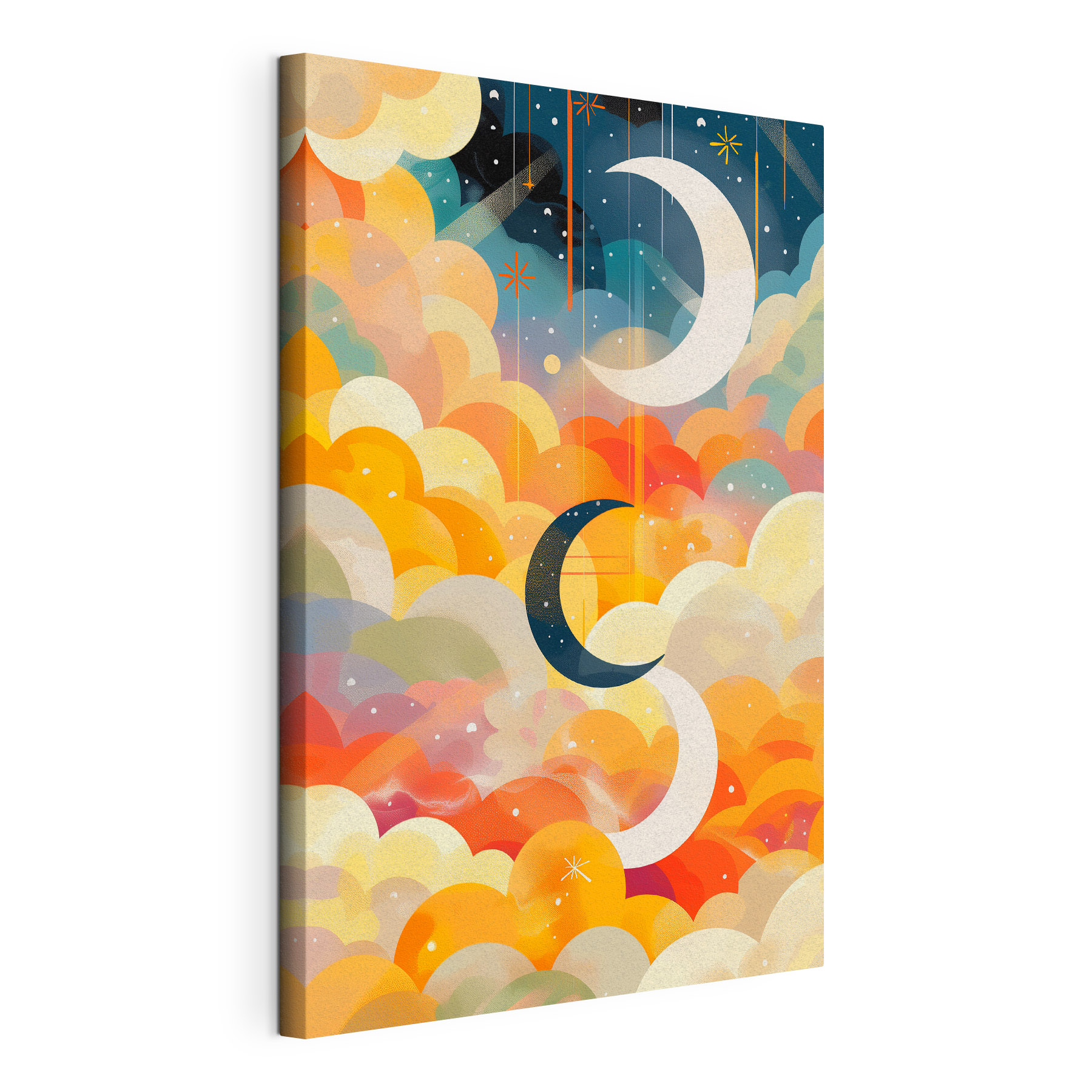 A colorful clouds and moon A colorful clouds and moon