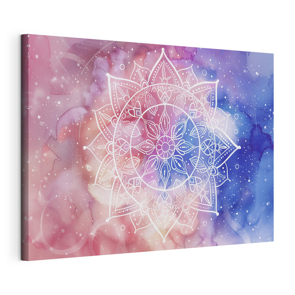 A white mandala on a colorful background A white mandala on a colorful background