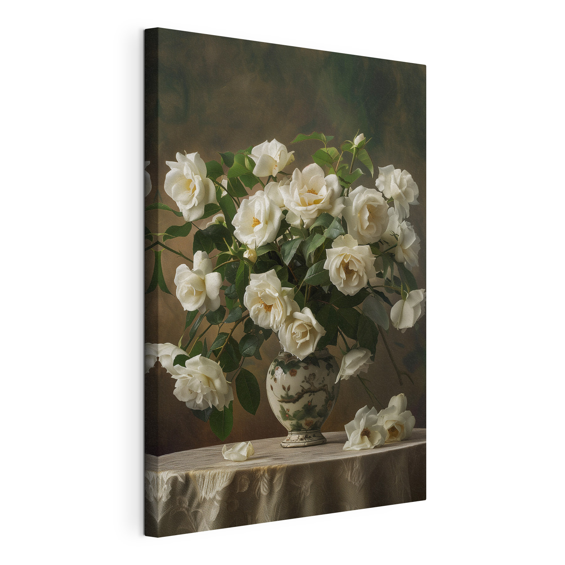 A vase with white flowers