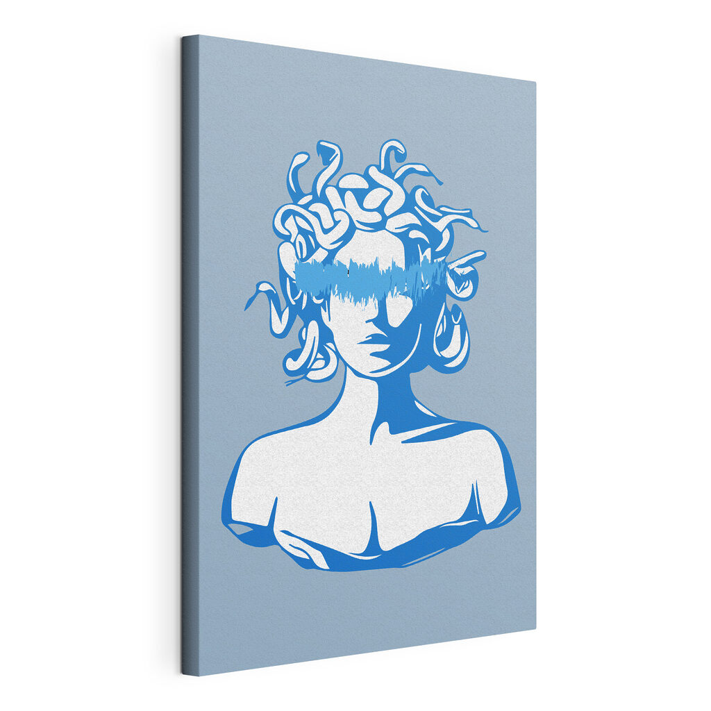 A drawing of a head of a woman with medusa's hair