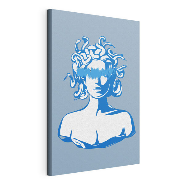 A drawing of a head of a woman with medusa's hair
