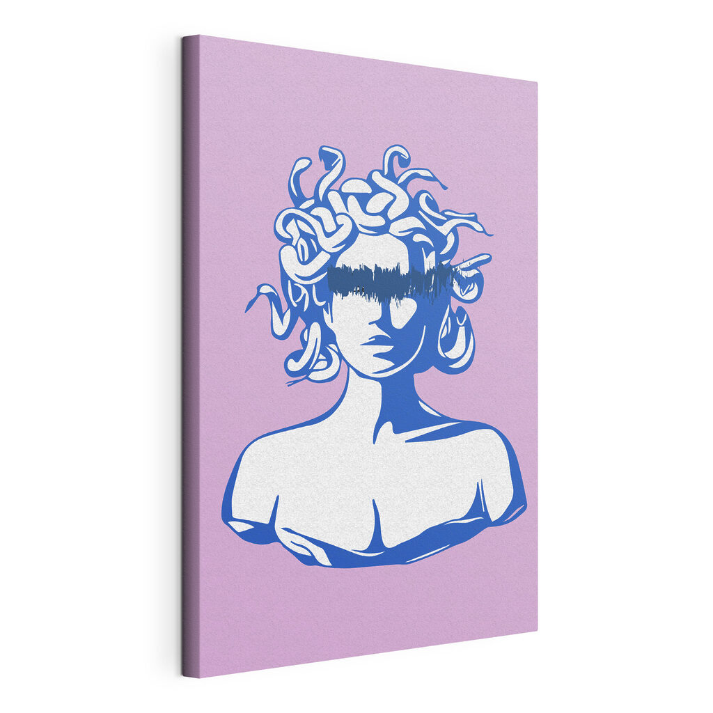 A drawing of a head of a woman with snakes A drawing of a head of a woman with snakes