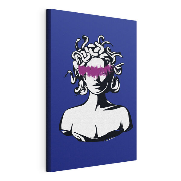 A drawing of a head of a woman with purple hair A drawing of a head of a woman with purple hair
