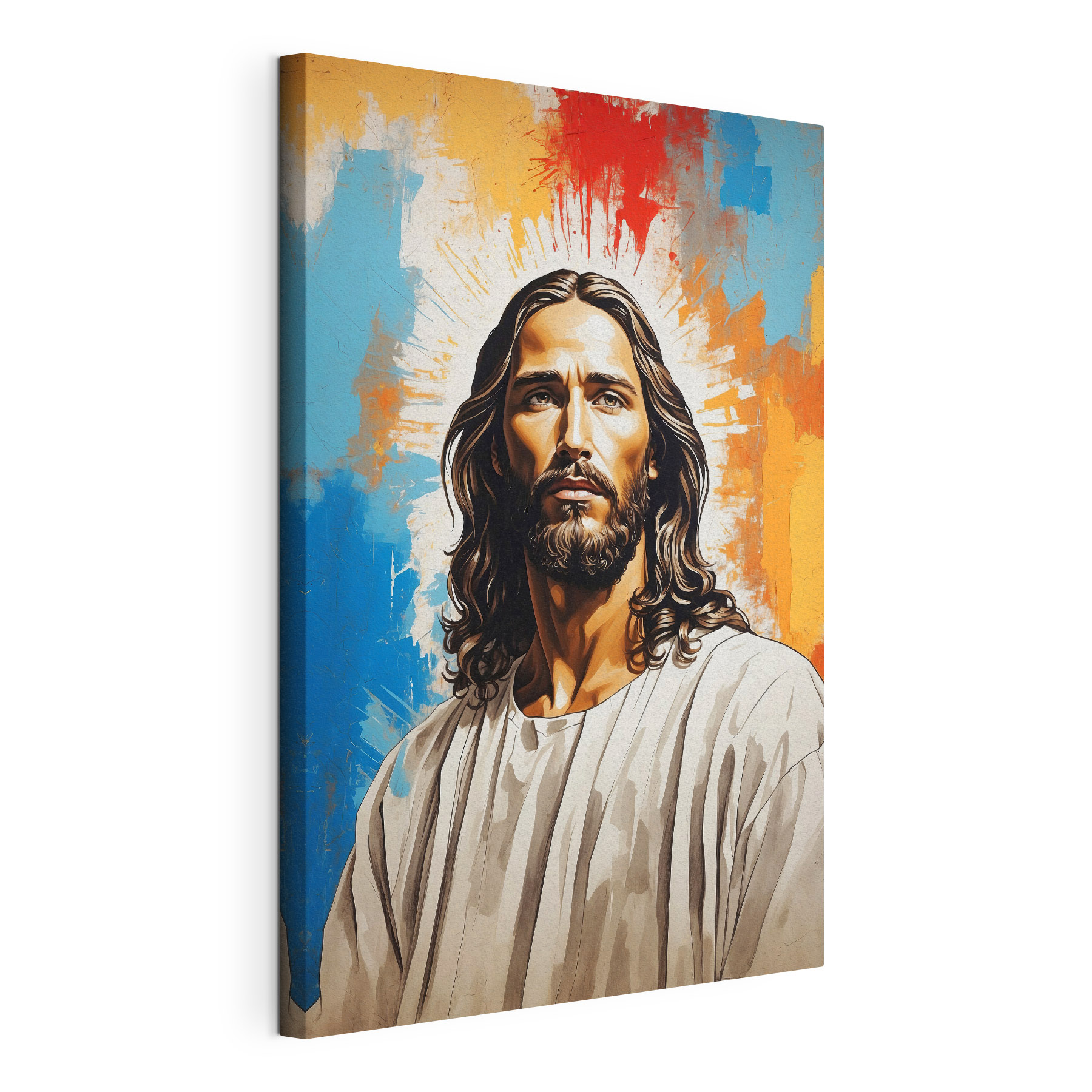 A painting of a man with long hair A painting of a man with long hair