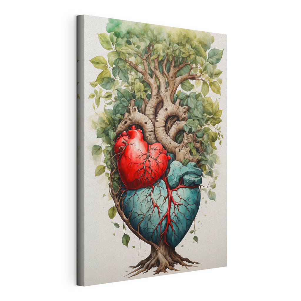 A tree with leaves and a heart